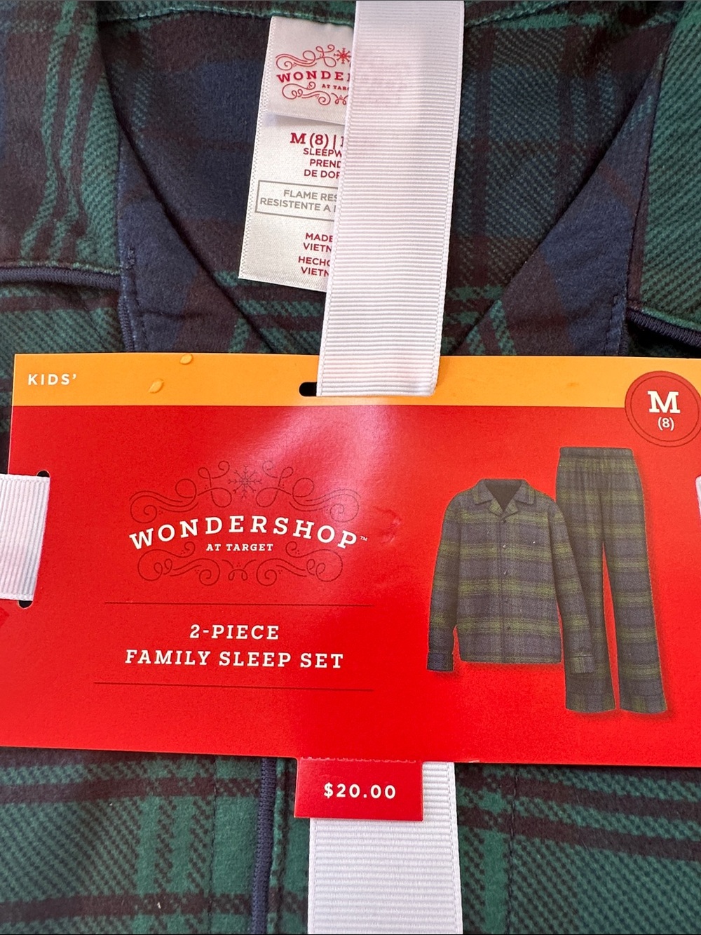Wondershop Green and Navy Plaid Kids' 2-Piece Sleep Set